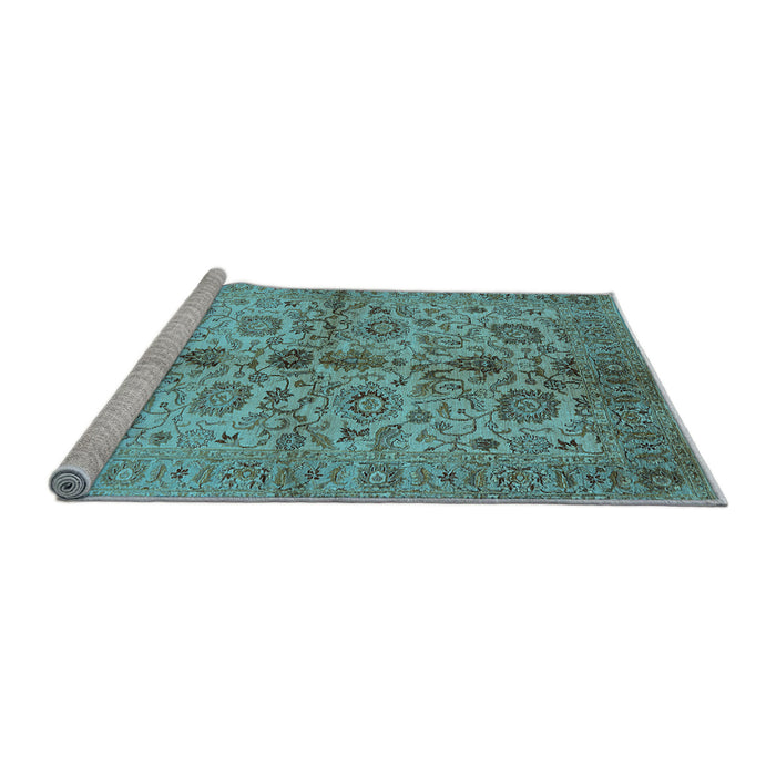 Sideview of Machine Washable Oriental Light Blue Traditional Rug, wshurb2853lblu