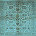 Square Machine Washable Oriental Light Blue Traditional Rug, wshurb2853lblu