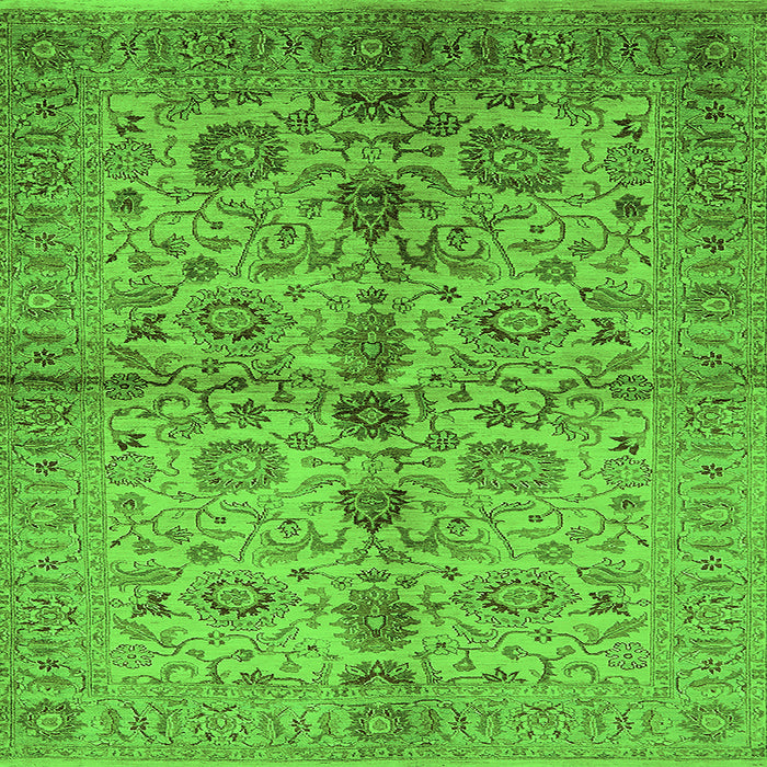 Square Machine Washable Oriental Green Traditional Area Rugs, wshurb2853grn