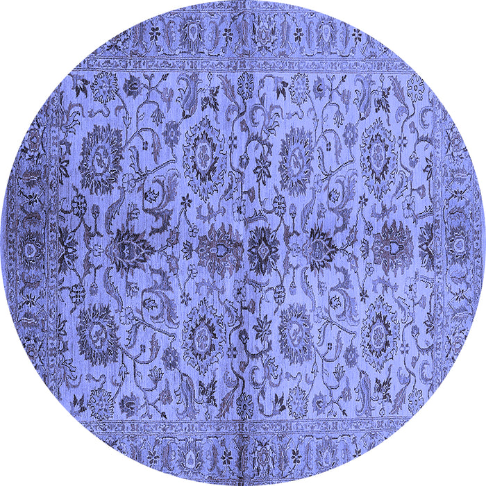 Round Oriental Blue Traditional Rug, urb2853blu