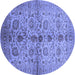 Round Oriental Blue Traditional Rug, urb2853blu