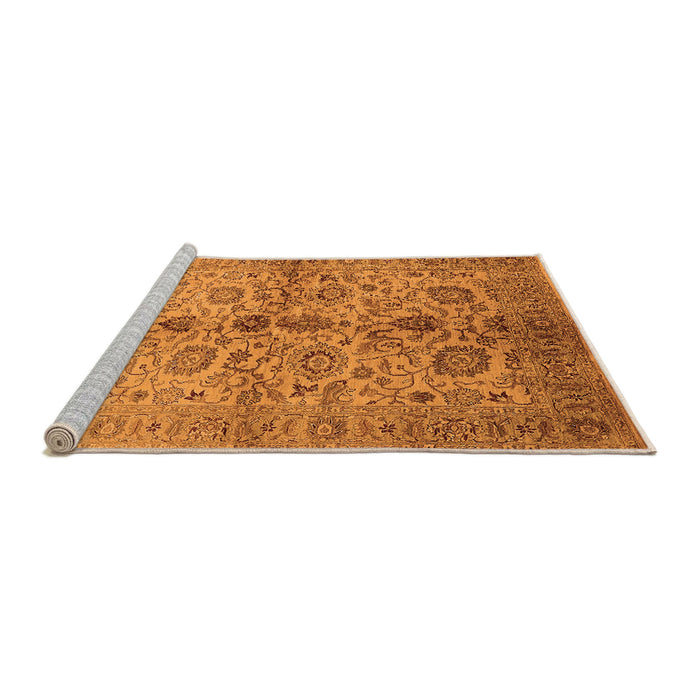 Sideview of Machine Washable Oriental Orange Traditional Area Rugs, wshurb2853org