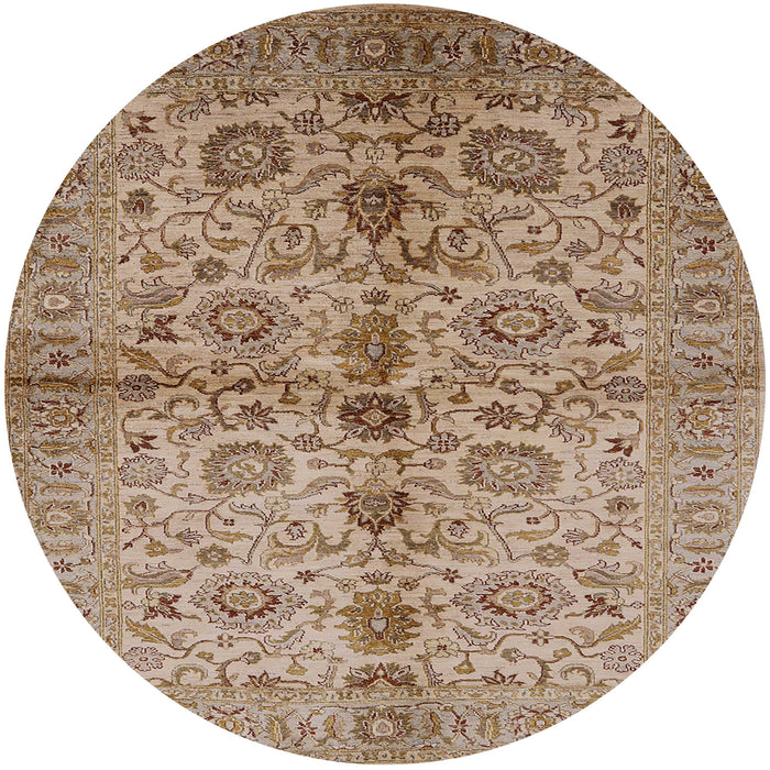 Round Mid-Century Modern Sienna Brown Oriental Rug, urb2853