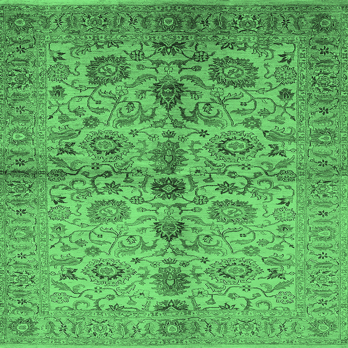 Square Oriental Emerald Green Traditional Rug, urb2853emgrn
