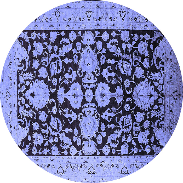 Round Oriental Blue Traditional Rug, urb2854blu