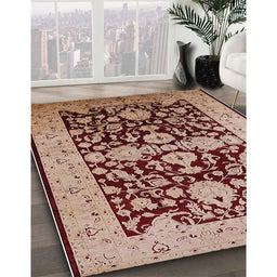 Machine Washable Industrial Modern Saffron Red Rug in a Family Room, wshurb2854