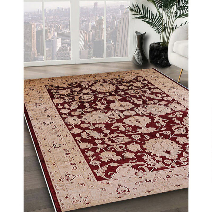 Machine Washable Industrial Modern Saffron Red Rug in a Family Room, wshurb2854