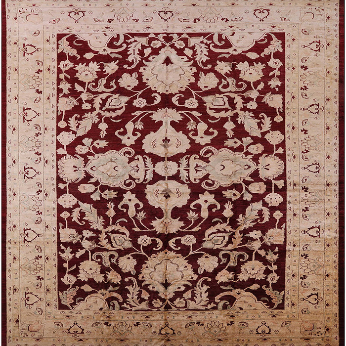 Square Mid-Century Modern Saffron Red Oriental Rug, urb2854