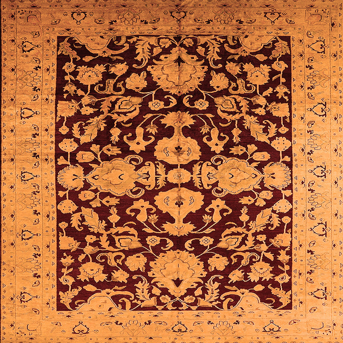 Square Oriental Orange Traditional Rug, urb2854org