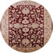 Round Mid-Century Modern Saffron Red Oriental Rug, urb2854
