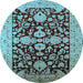 Round Oriental Light Blue Traditional Rug, urb2854lblu