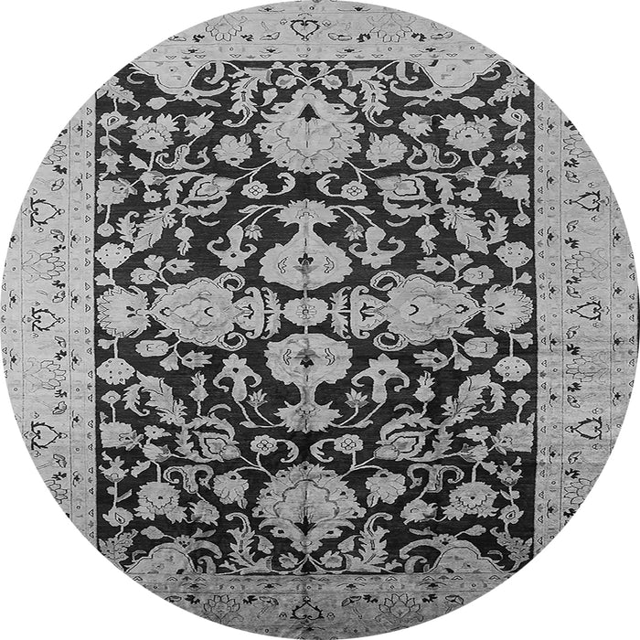 Round Oriental Gray Traditional Rug, urb2854gry