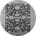 Round Machine Washable Oriental Gray Traditional Rug, wshurb2854gry