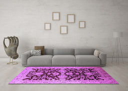 Machine Washable Oriental Purple Traditional Area Rugs in a Living Room, wshurb2854pur