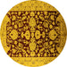 Round Oriental Yellow Traditional Rug, urb2854yw