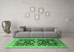 Machine Washable Oriental Emerald Green Traditional Area Rugs in a Living Room,, wshurb2854emgrn