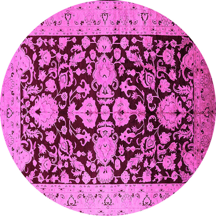 Round Oriental Pink Traditional Rug, urb2854pnk