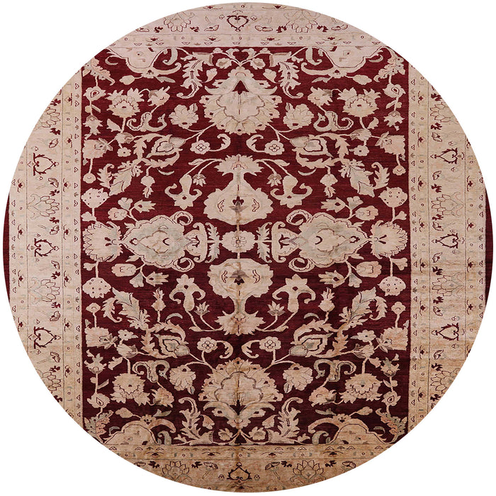 Round Machine Washable Industrial Modern Saffron Red Rug, wshurb2854
