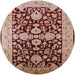 Round Machine Washable Industrial Modern Saffron Red Rug, wshurb2854