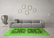 Machine Washable Oriental Green Traditional Area Rugs in a Living Room,, wshurb2854grn