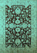 Machine Washable Oriental Turquoise Traditional Area Rugs, wshurb2854turq