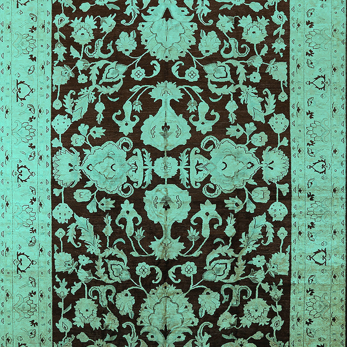 Machine Washable Oriental Turquoise Traditional Area Rugs, wshurb2854turq