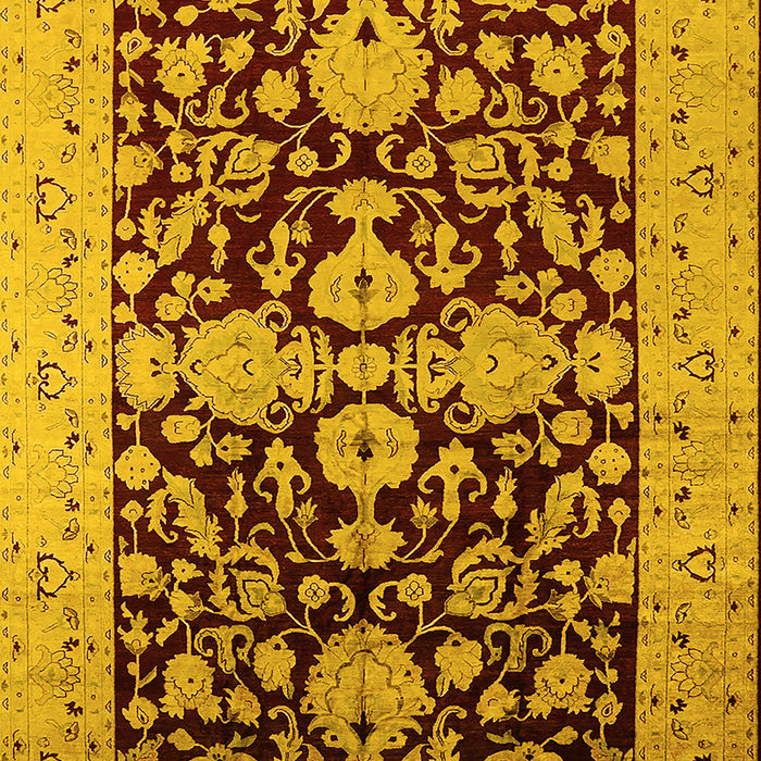 Machine Washable Oriental Yellow Traditional Rug, wshurb2854yw