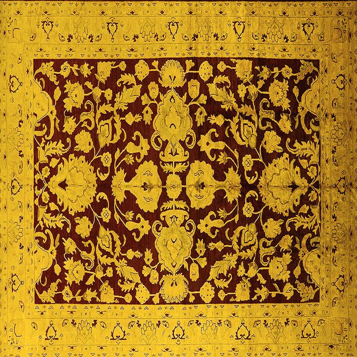 Square Machine Washable Oriental Yellow Traditional Rug, wshurb2854yw