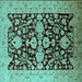 Square Oriental Turquoise Traditional Rug, urb2854turq