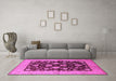 Machine Washable Oriental Pink Traditional Rug in a Living Room, wshurb2855pnk