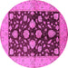 Round Oriental Pink Traditional Rug, urb2855pnk