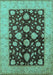 Machine Washable Oriental Turquoise Traditional Area Rugs, wshurb2855turq