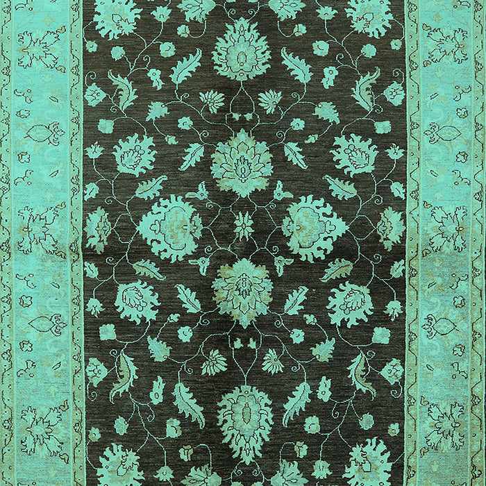 Machine Washable Oriental Turquoise Traditional Area Rugs, wshurb2855turq