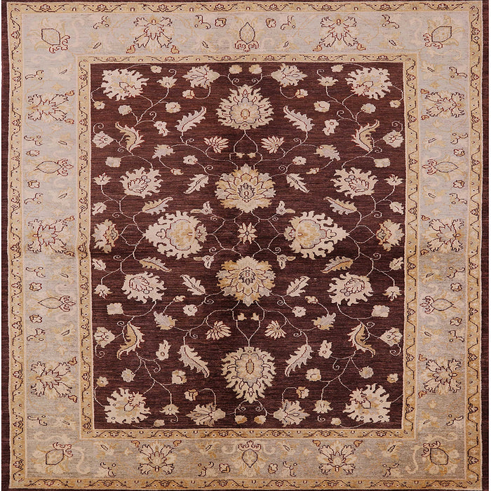 Square Mid-Century Modern Red Brown Oriental Rug, urb2855