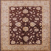 Square Mid-Century Modern Red Brown Oriental Rug, urb2855