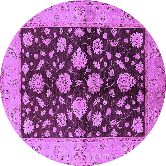 Round Oriental Purple Traditional Rug, urb2855pur