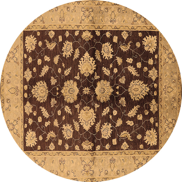 Round Oriental Brown Traditional Rug, urb2855brn