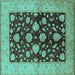 Square Oriental Turquoise Traditional Rug, urb2855turq