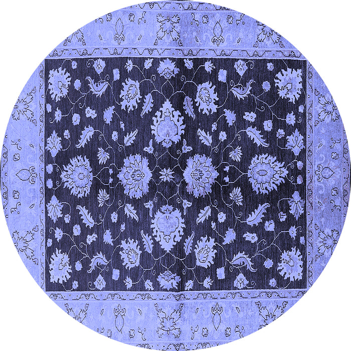 Round Oriental Blue Traditional Rug, urb2855blu