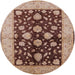 Round Machine Washable Industrial Modern Red Brown Rug, wshurb2855