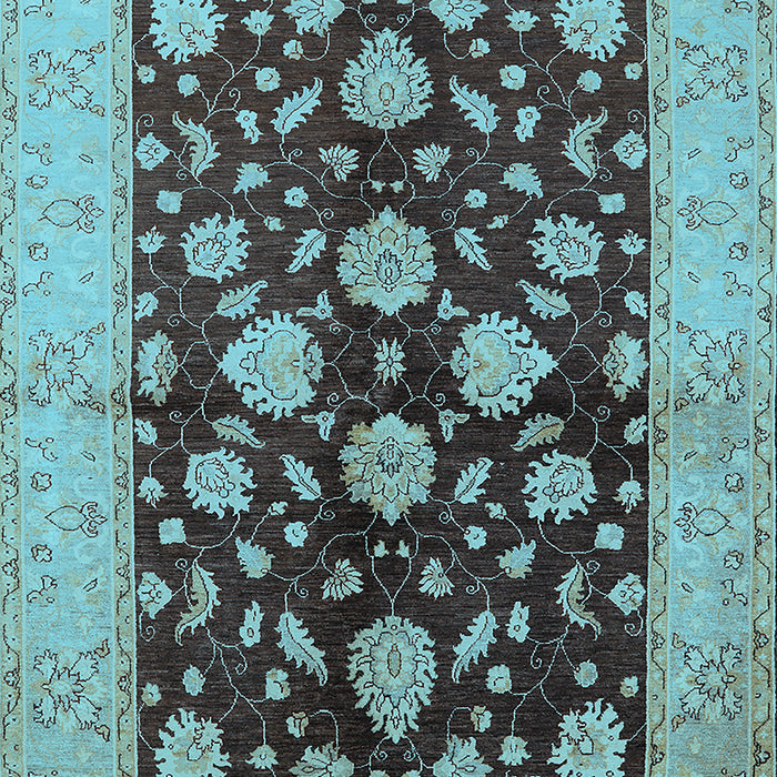 Machine Washable Oriental Light Blue Traditional Rug, wshurb2855lblu