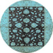 Round Oriental Light Blue Traditional Rug, urb2855lblu