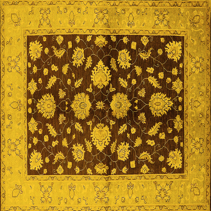Square Machine Washable Oriental Yellow Traditional Rug, wshurb2855yw
