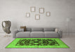 Machine Washable Oriental Green Traditional Area Rugs in a Living Room,, wshurb2855grn