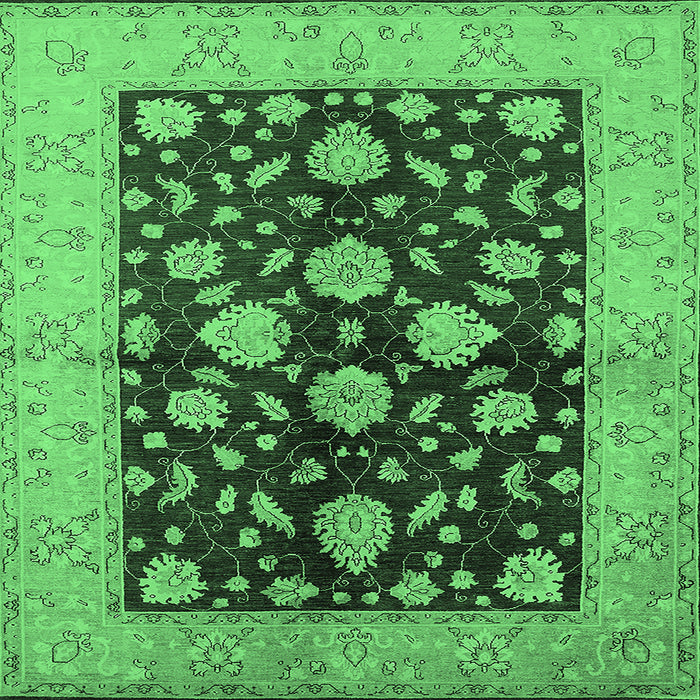 Square Oriental Emerald Green Traditional Rug, urb2855emgrn
