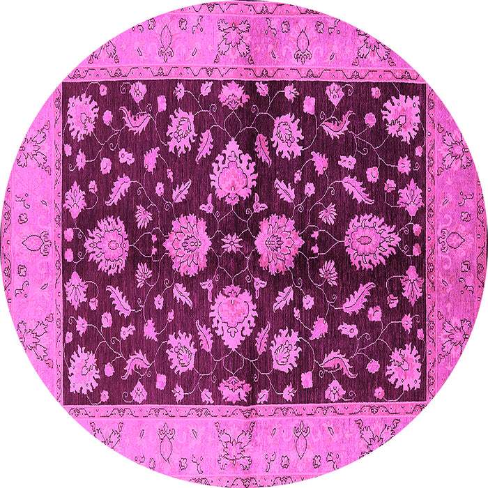 Round Machine Washable Oriental Pink Traditional Rug, wshurb2855pnk