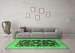 Machine Washable Oriental Emerald Green Traditional Area Rugs in a Living Room,, wshurb2855emgrn