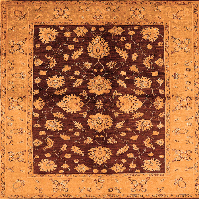 Square Machine Washable Oriental Orange Traditional Area Rugs, wshurb2855org