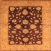 Square Machine Washable Oriental Orange Traditional Area Rugs, wshurb2855org