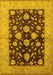 Machine Washable Oriental Yellow Traditional Rug, wshurb2855yw